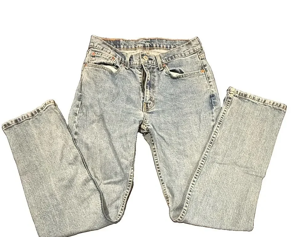 Levis 514 Mens 31x32 Light Wash Blue Denim Jeans Straight Fit Red Tab